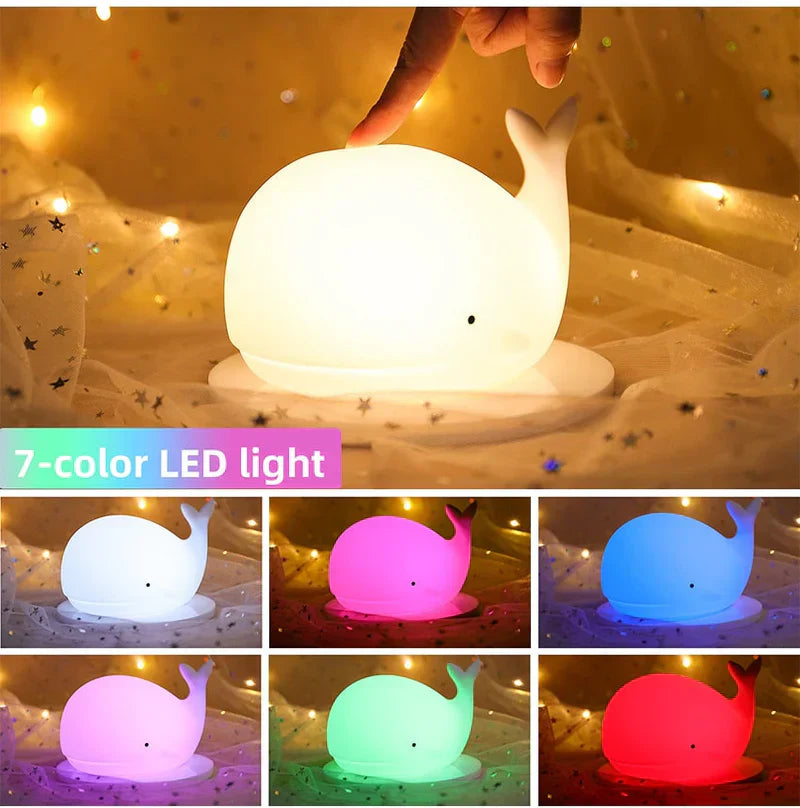 Whale Night Light with Color Change - LuminaGlow
