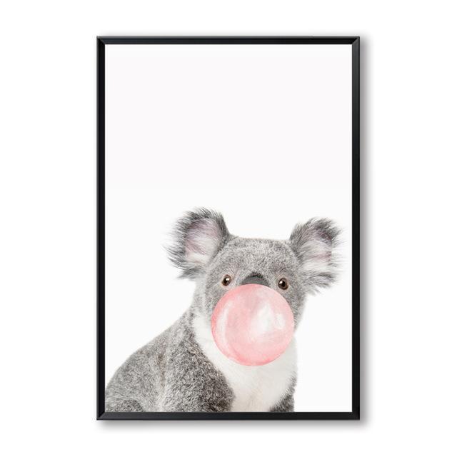 Animal-Themed Bubble Gum Canvas Art - Artistry Haven