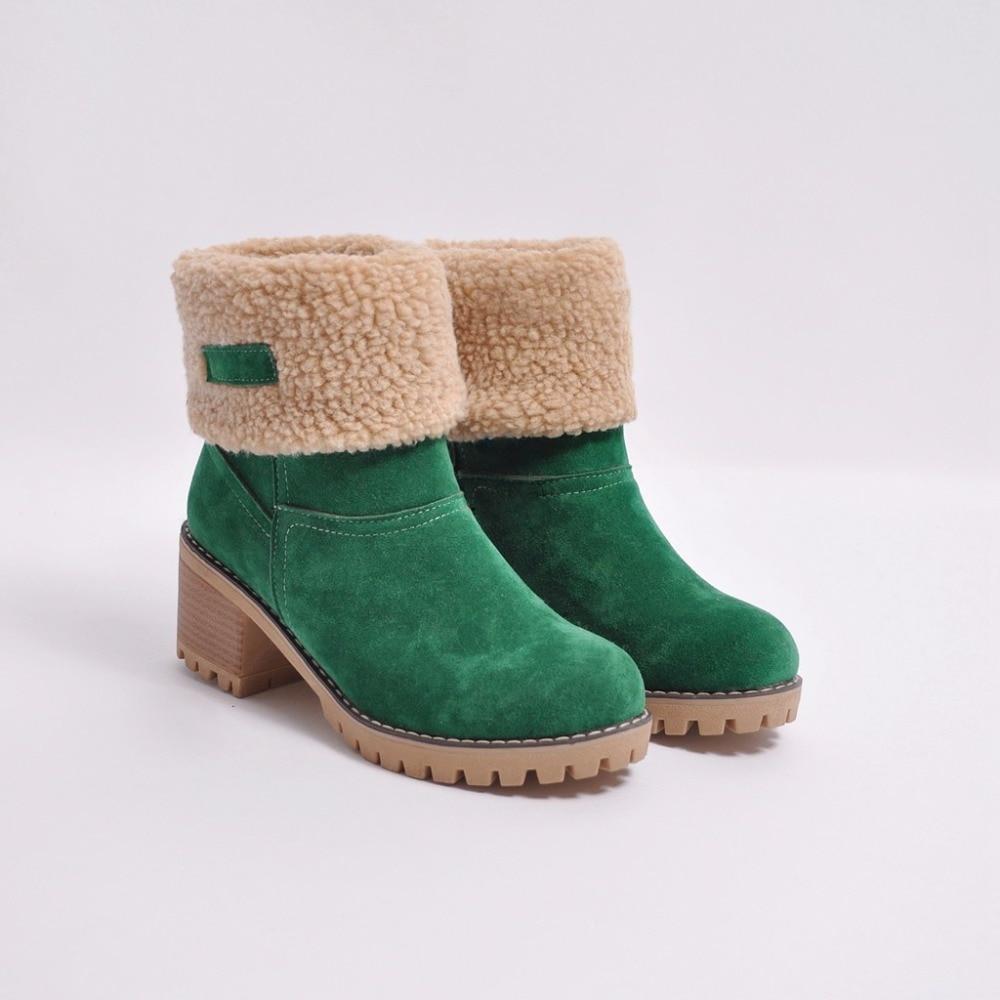 Warm Ankle Snow Boots with Square Heels - LuxeStep