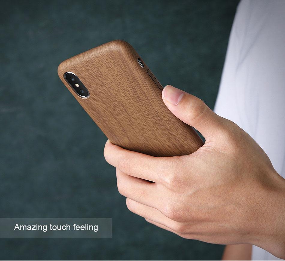 Wooden Skin PU Leather Case for iPhone - LuxeCraft