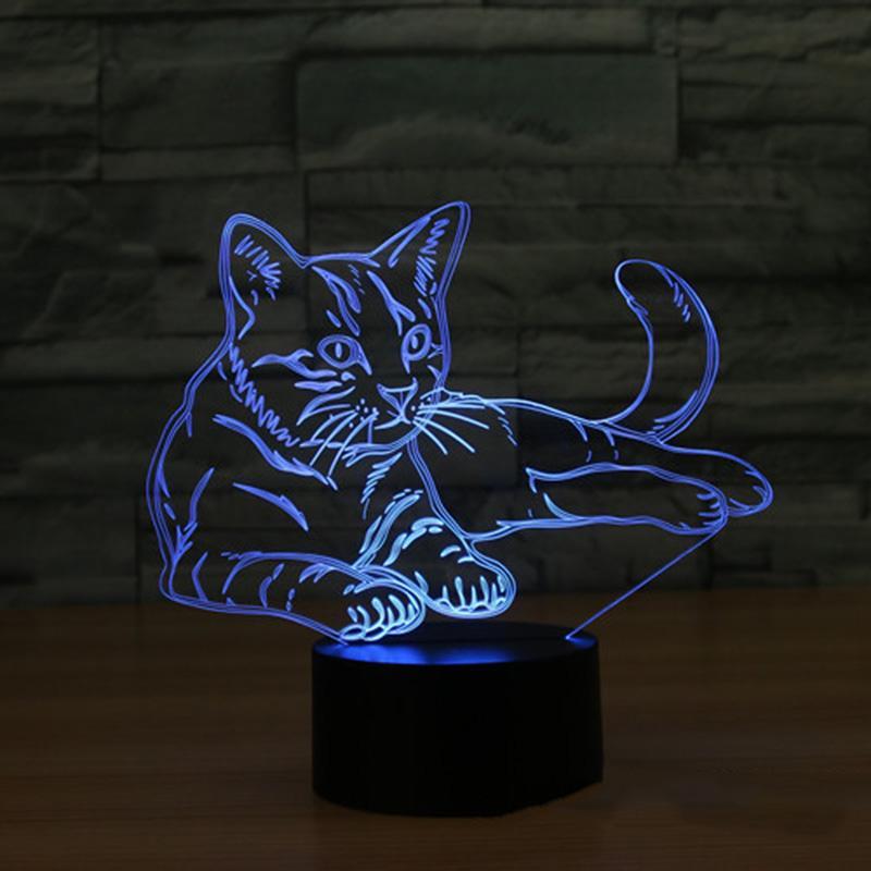 3D Cat Illusion Night Light - LuminaGlow