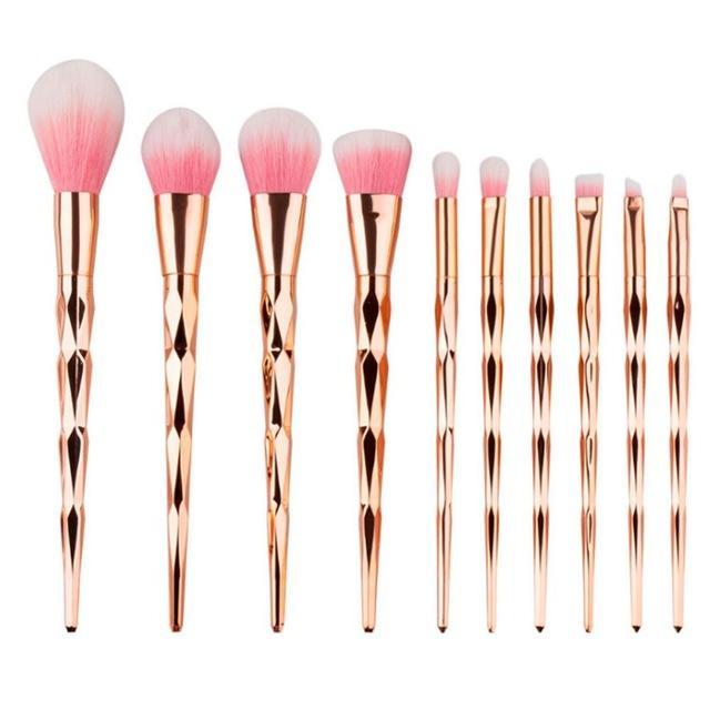 Gold Makeup Brush Set - LuxeGlow 10-Piece Collection