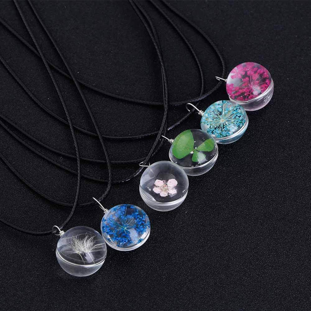 Dandelion Clover Crystal Ball Necklace - Luxe Aura
