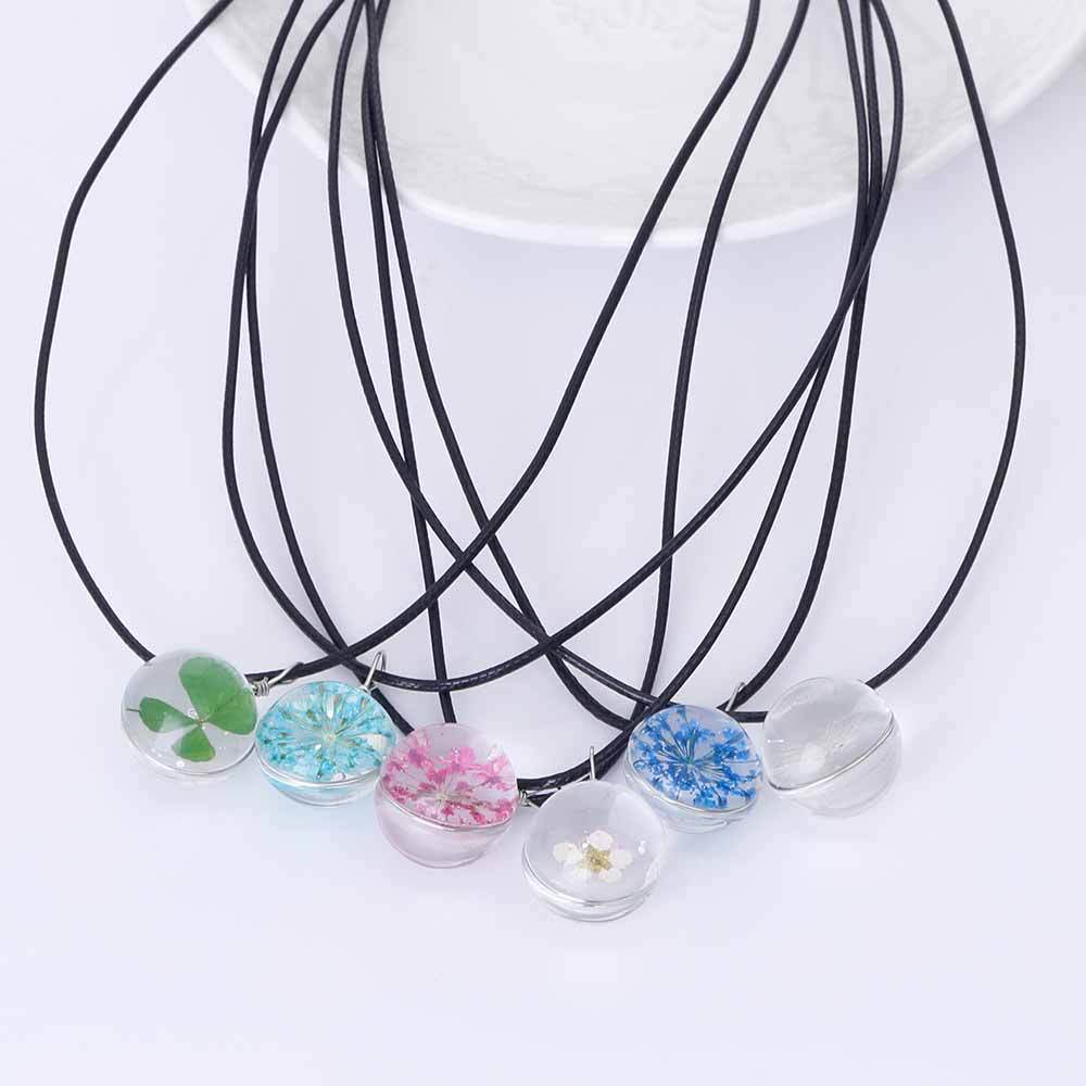 Dandelion Clover Crystal Ball Necklace - Luxe Aura