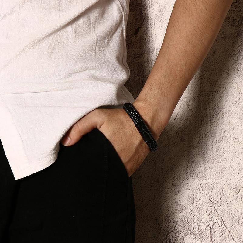 Diabetic Medical Alert ID Bracelet - VitalGuard Leather