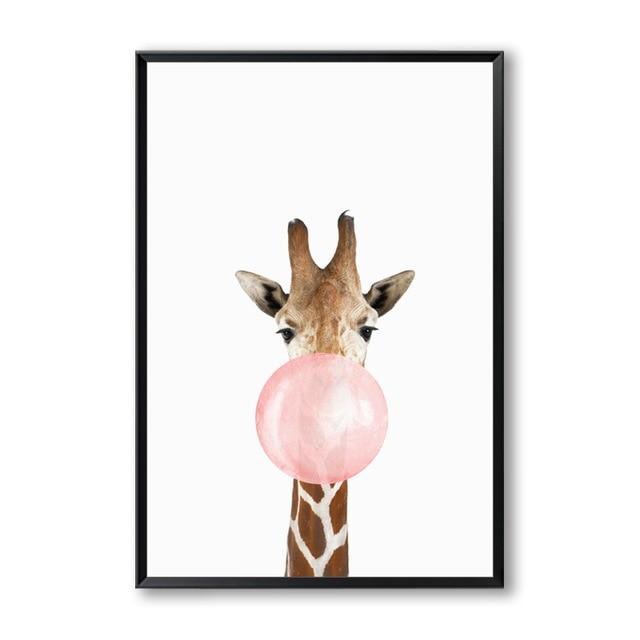 Animal-Themed Bubble Gum Canvas Art - Artistry Haven