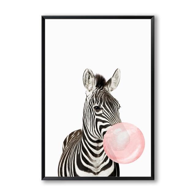Animal-Themed Bubble Gum Canvas Art - Artistry Haven