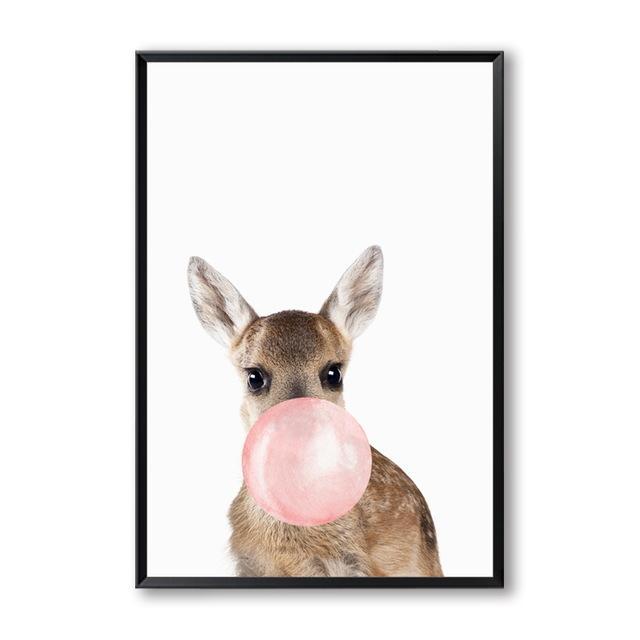 Animal-Themed Bubble Gum Canvas Art - Artistry Haven