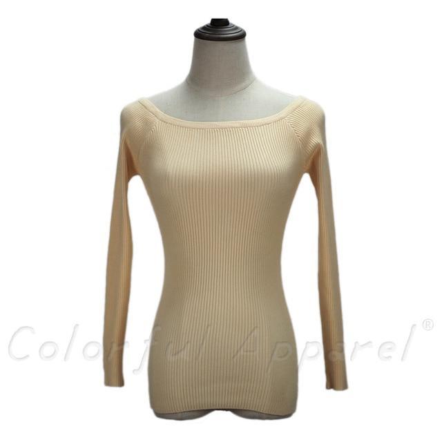 Slit Neckline Strapless Sweater - LuxeThreads