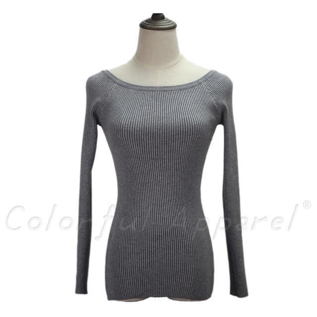 Slit Neckline Strapless Sweater - LuxeThreads