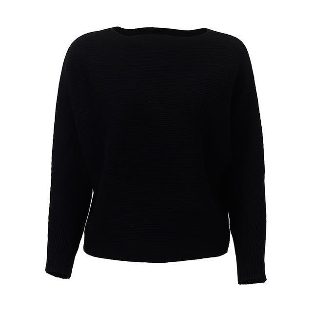 Knitted Slash Neck Sweater - LuxeThreads