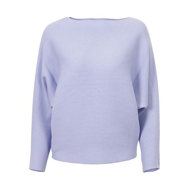 Knitted Slash Neck Sweater - LuxeThreads