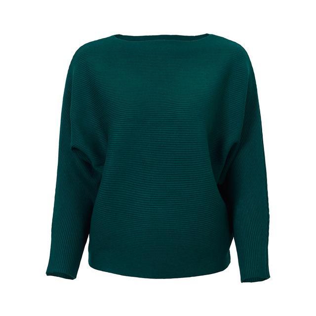 Knitted Slash Neck Sweater - LuxeThreads
