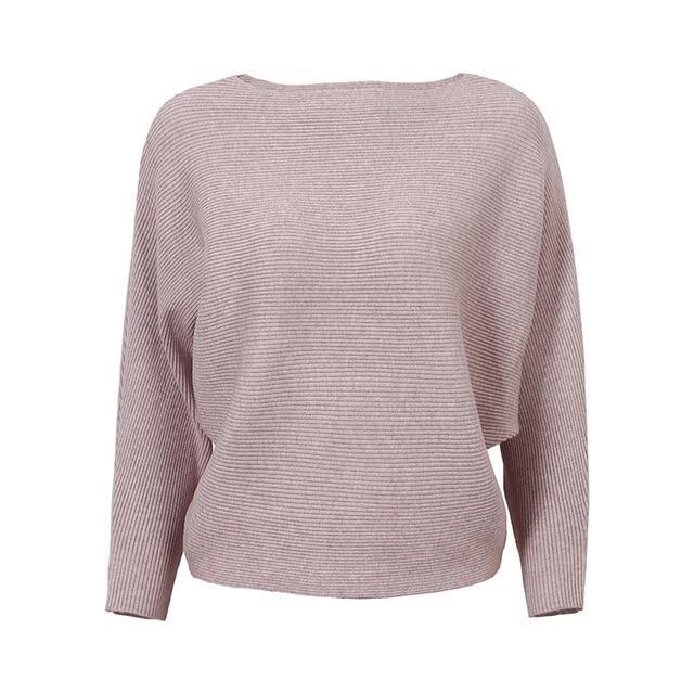 Knitted Slash Neck Sweater - LuxeThreads