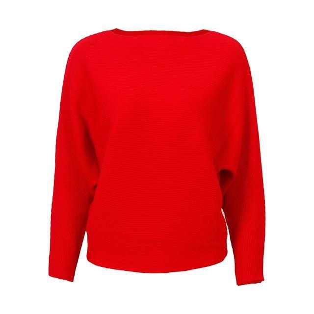 Knitted Slash Neck Sweater - LuxeThreads