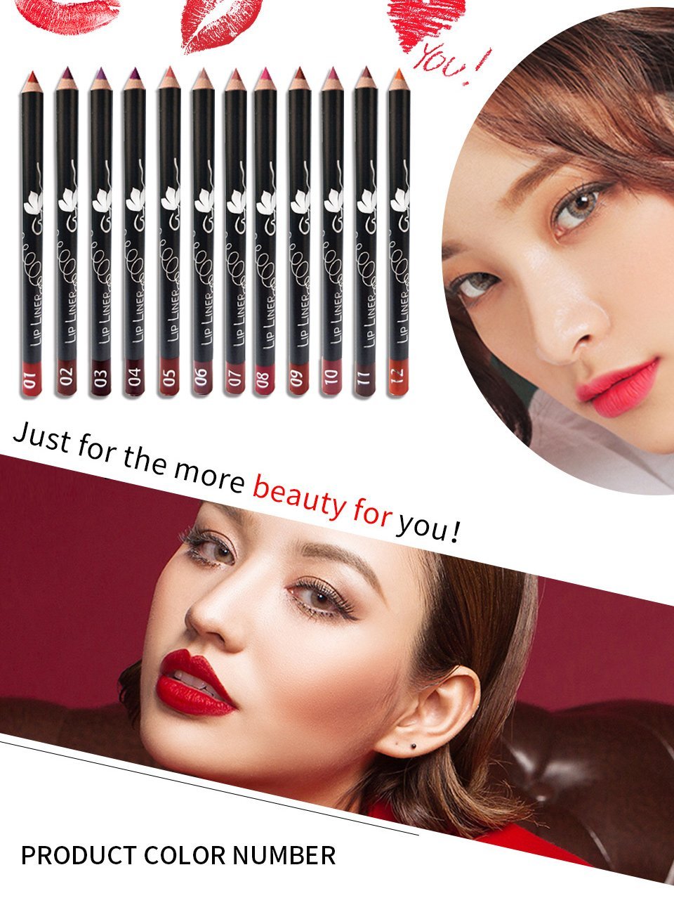 Vibrant Lipliner Pencil Set - LuxeHue