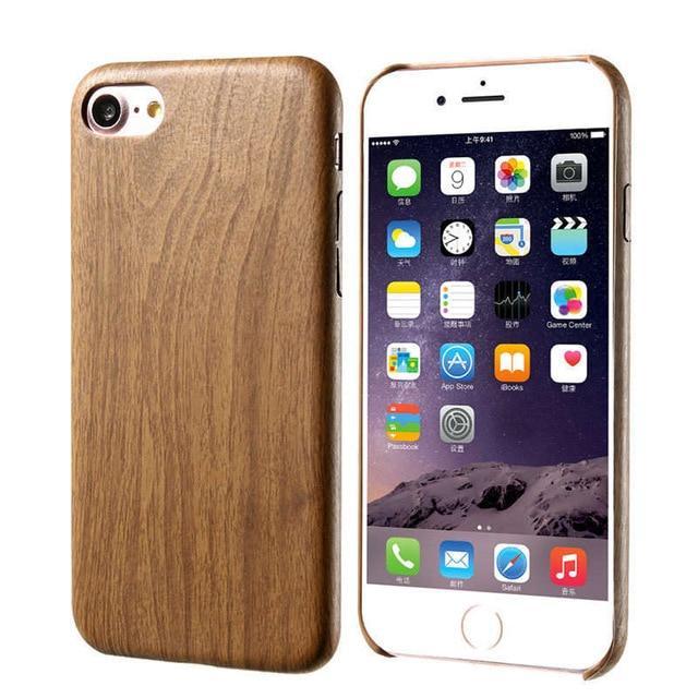 Wooden Skin PU Leather Case for iPhone - LuxeCraft