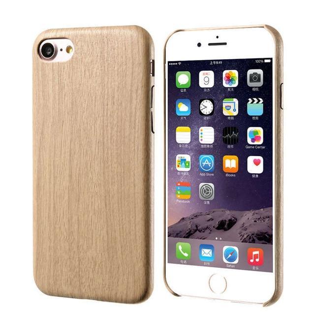 Wooden Skin PU Leather Case for iPhone - LuxeCraft