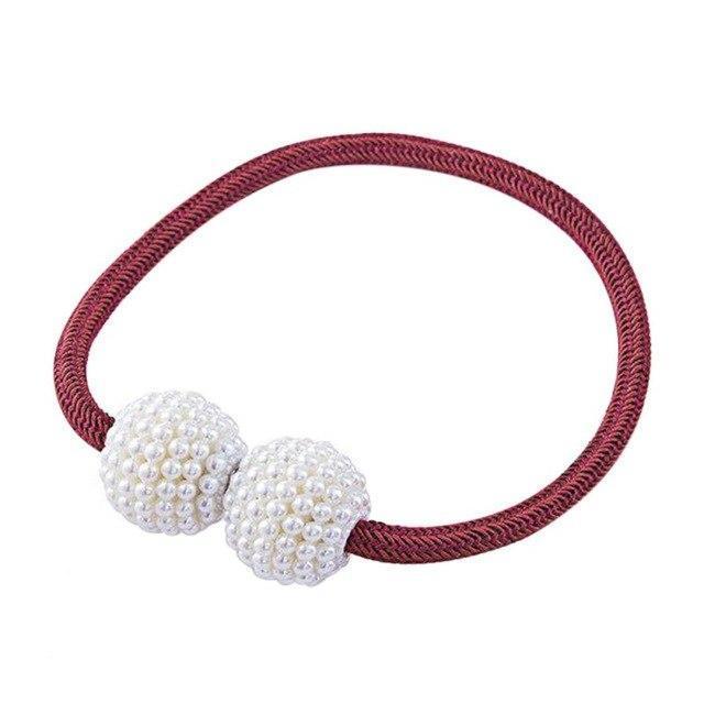 Magnetic Curtain Tiebacks with Elegant Pearl Beads - LuxeHome