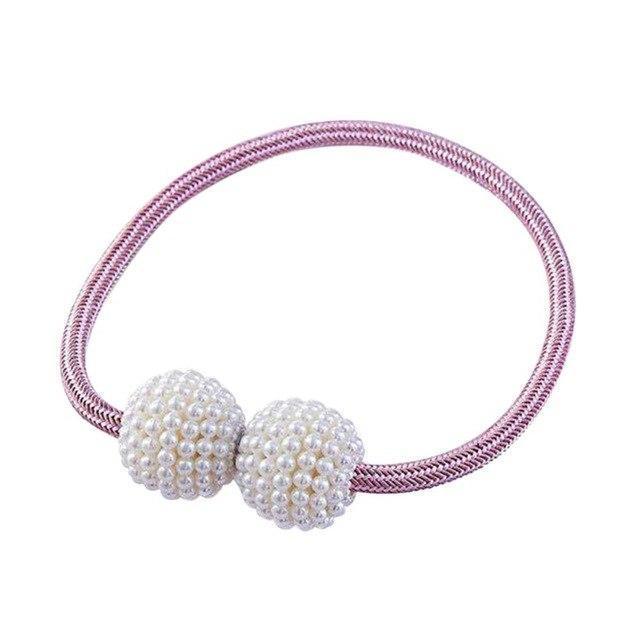 Magnetic Curtain Tiebacks with Elegant Pearl Beads - LuxeHome