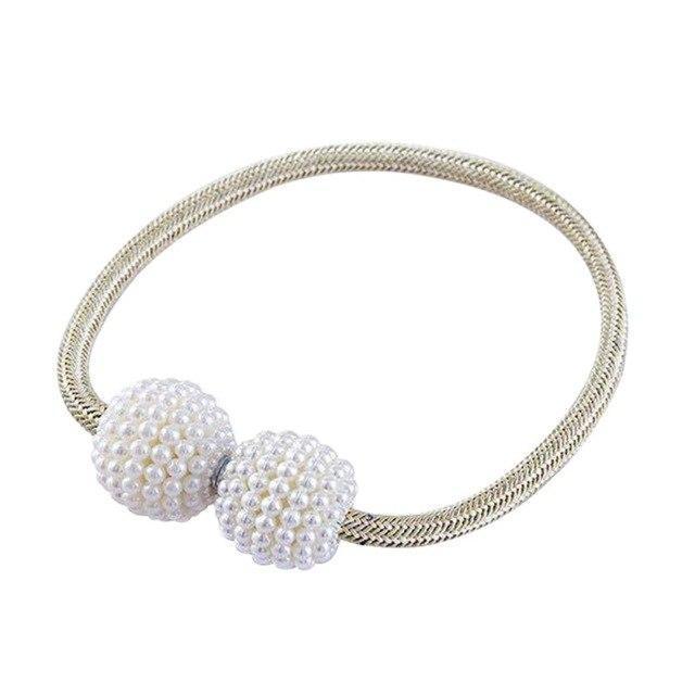 Magnetic Curtain Tiebacks with Elegant Pearl Beads - LuxeHome