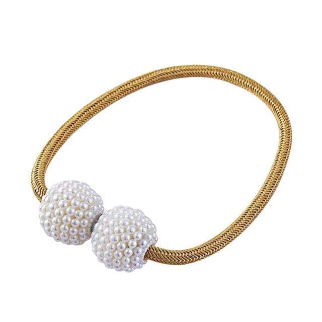 Magnetic Curtain Tiebacks with Elegant Pearl Beads - LuxeHome