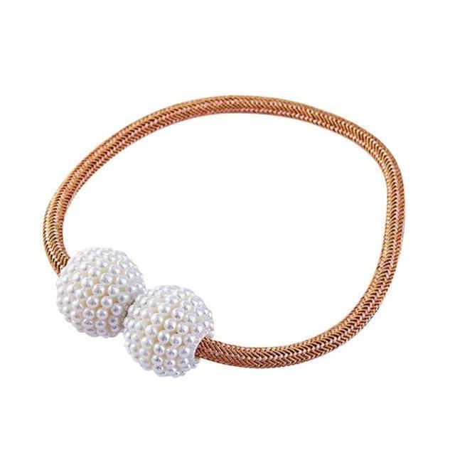 Magnetic Curtain Tiebacks with Elegant Pearl Beads - LuxeHome