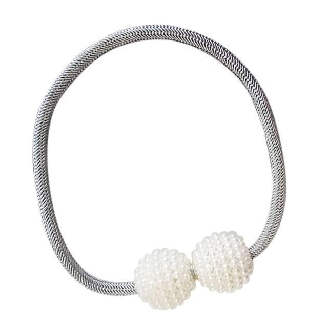 Magnetic Curtain Tiebacks with Elegant Pearl Beads - LuxeHome