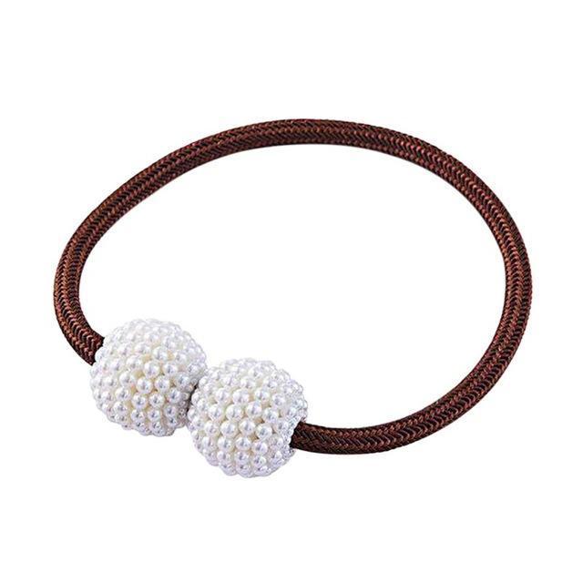 Magnetic Curtain Tiebacks with Elegant Pearl Beads - LuxeHome