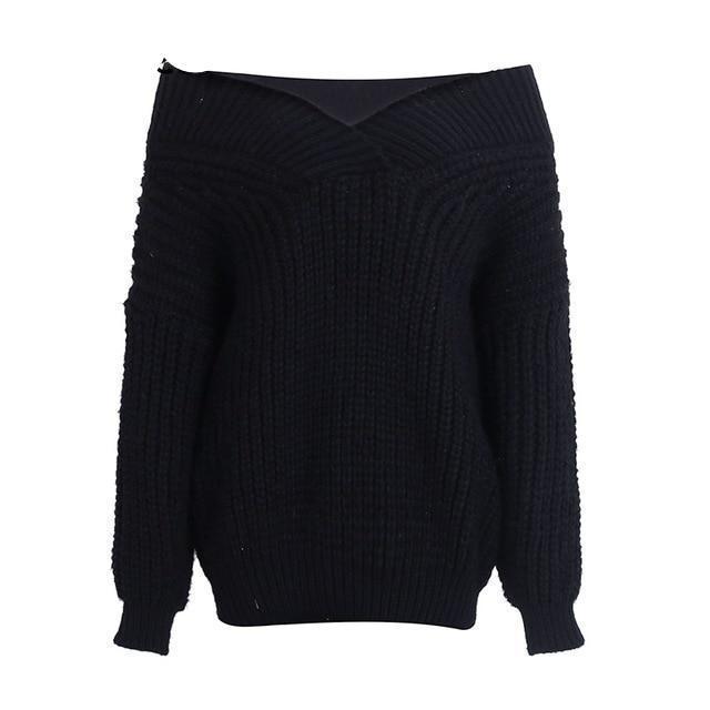 V-neck knitted sweater - LuxeThread