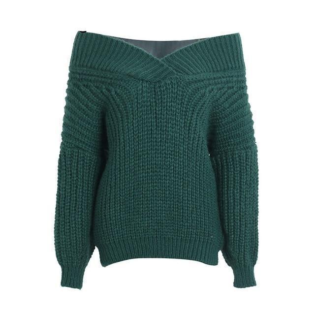 V-neck knitted sweater - LuxeThread