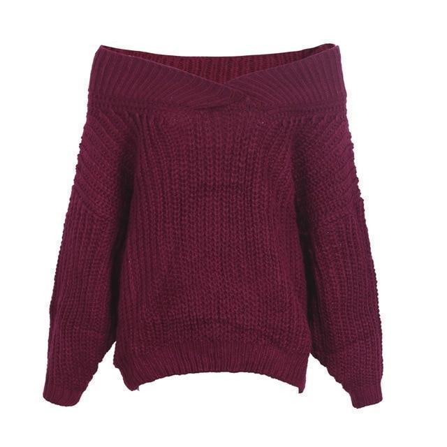 V-neck knitted sweater - LuxeThread