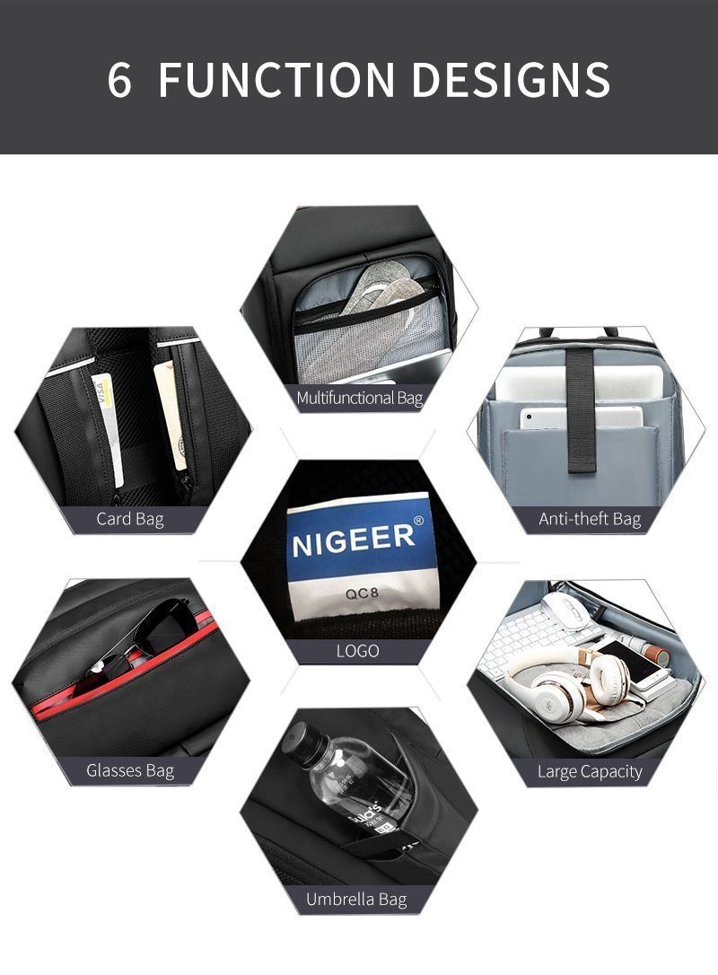 Travel Backpack with USB Charging Port - LuxeGear