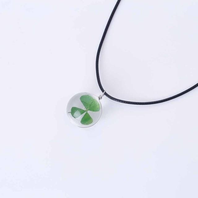 Dandelion Clover Crystal Ball Necklace - Luxe Aura