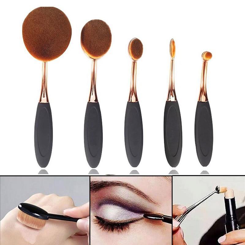 Oval Makeup Brush Set - LuxeGlow 5-Piece Collection