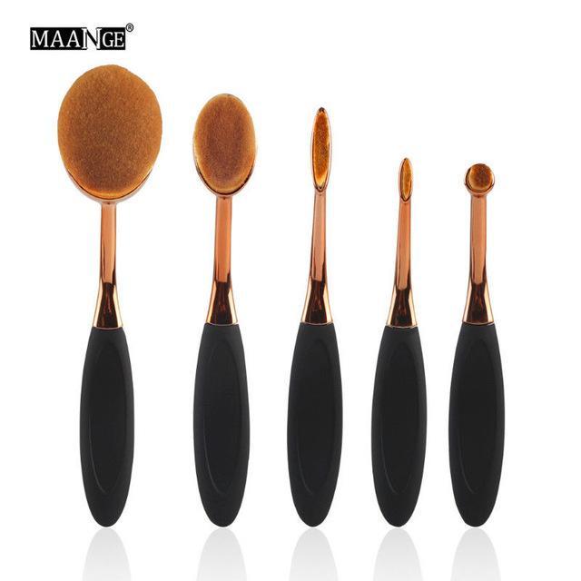 Oval Makeup Brush Set - LuxeGlow 5-Piece Collection