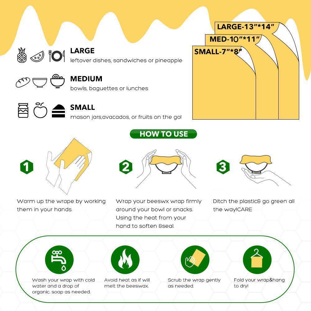 Beeswax Food Wraps - EcoWrap Essentials (3 pcs)