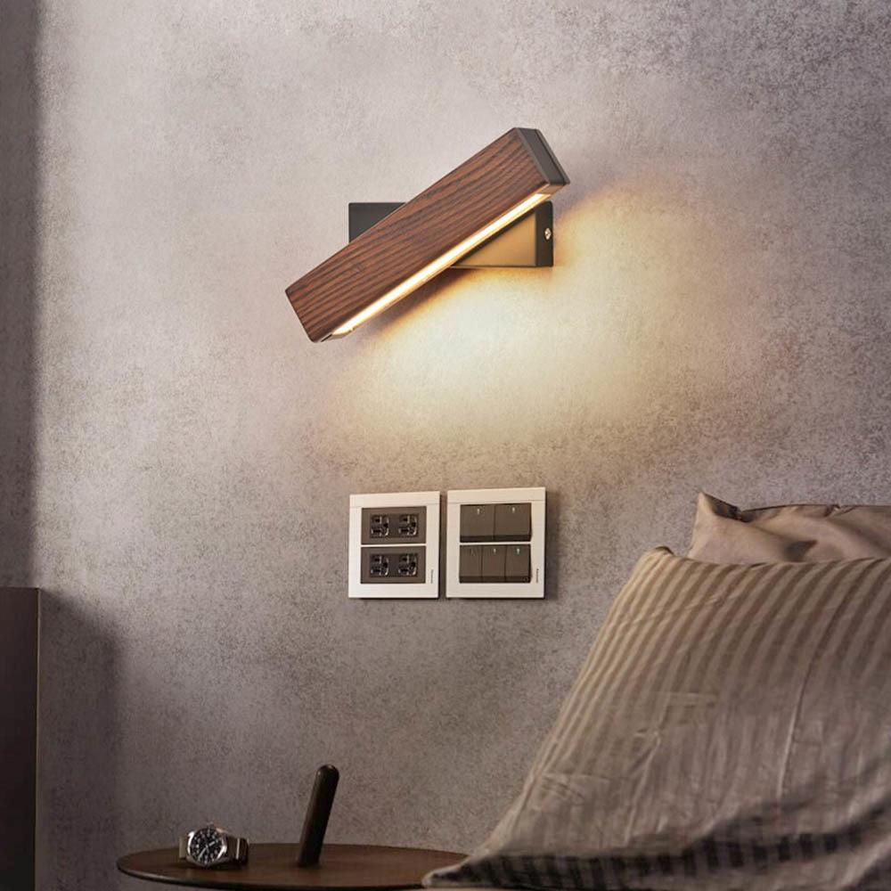 Rotatable LED Wood Wall Light - LuminaCraft