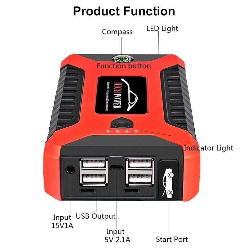 PowerJump 99800mAh Portable Car Jump Starter - Waterproof Design