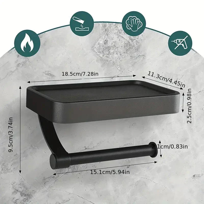 Toilet Paper Holder with Shelf - LuxeHome Essentials