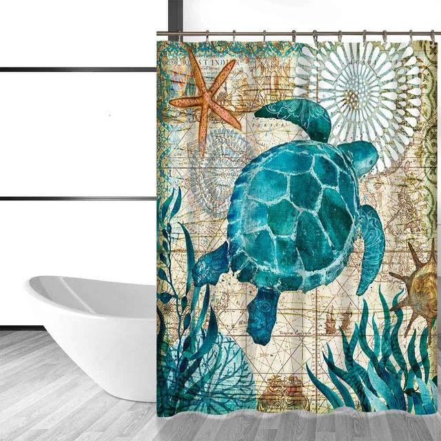 Sea Turtle Waterproof Shower Curtain - AquaVista Designs
