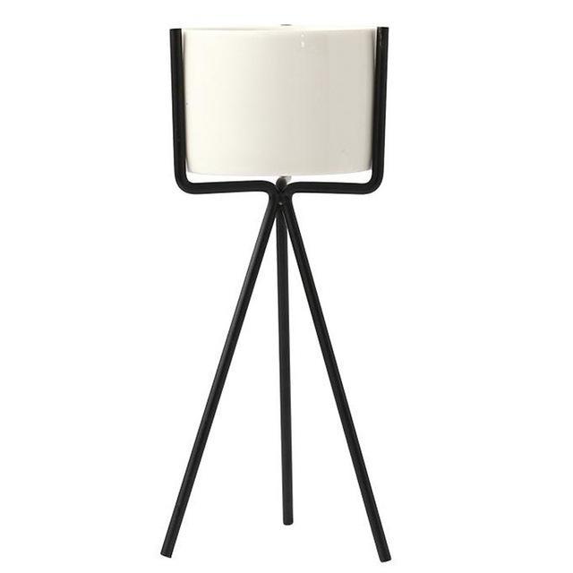 Ceramic Planter with Metal Stand - LuxeHome Decor