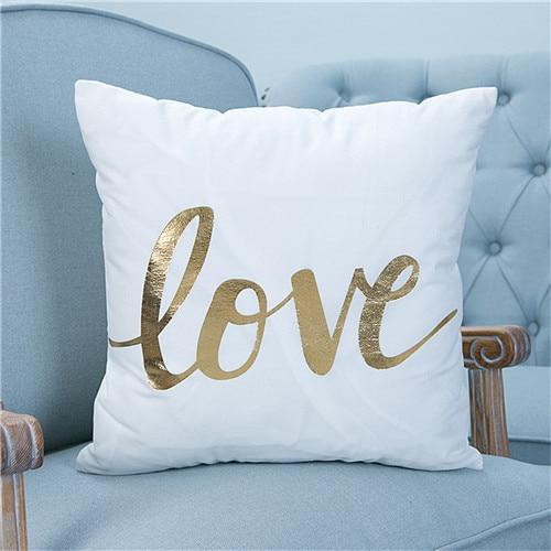 Gold Printed Pillow Cover - LuxeNest Decor