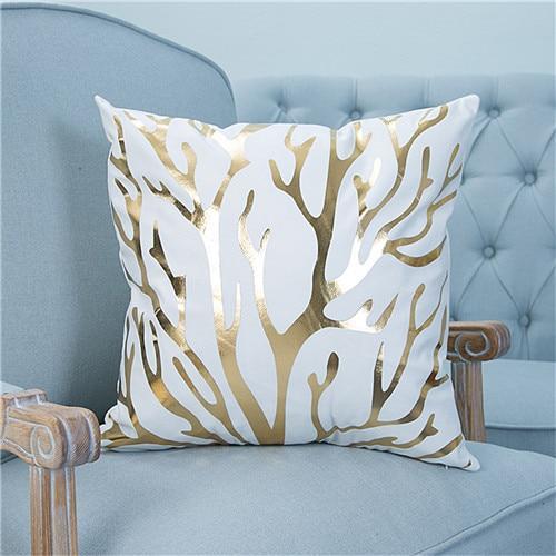 Gold Printed Pillow Cover - LuxeNest Decor