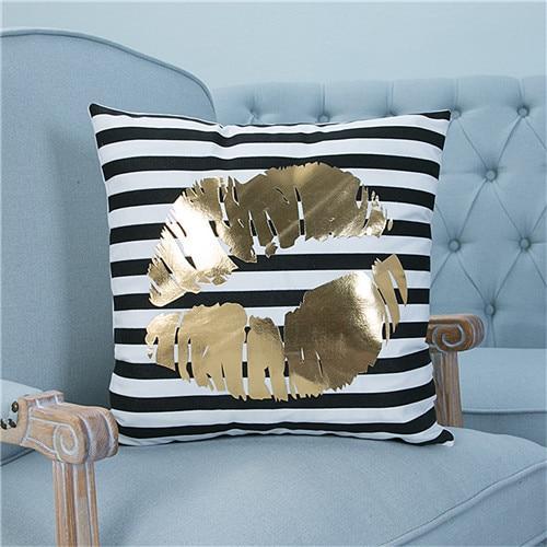 Gold Printed Pillow Cover - LuxeNest Decor