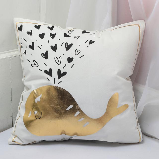 Gold Printed Pillow Cover - LuxeNest Decor