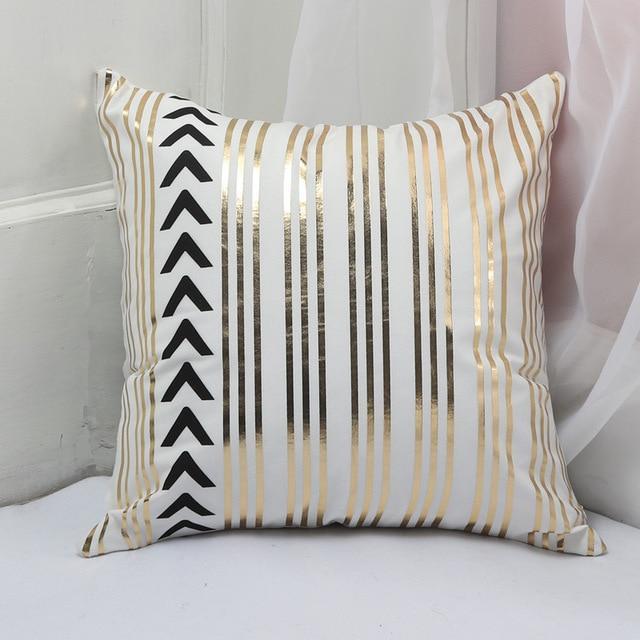 Gold Printed Pillow Cover - LuxeNest Decor