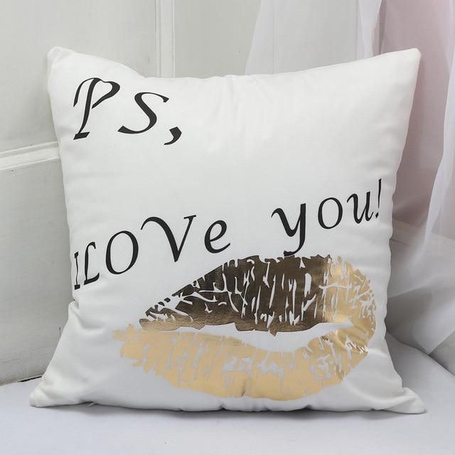 Gold Printed Pillow Cover - LuxeNest Decor