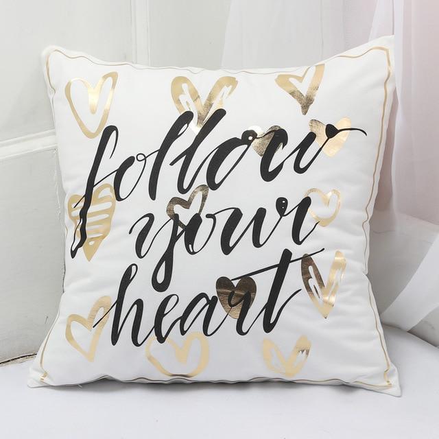 Gold Printed Pillow Cover - LuxeNest Decor