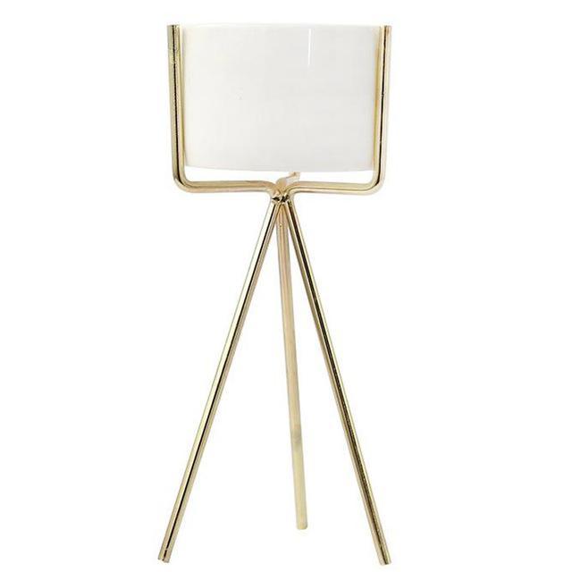 Ceramic Planter with Metal Stand - LuxeHome Decor